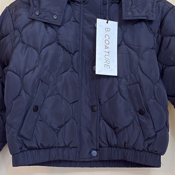 B Coature | NWT Black Quilted Puffer Hooded Snap Zip Jacket Small - Picture 6 of 17